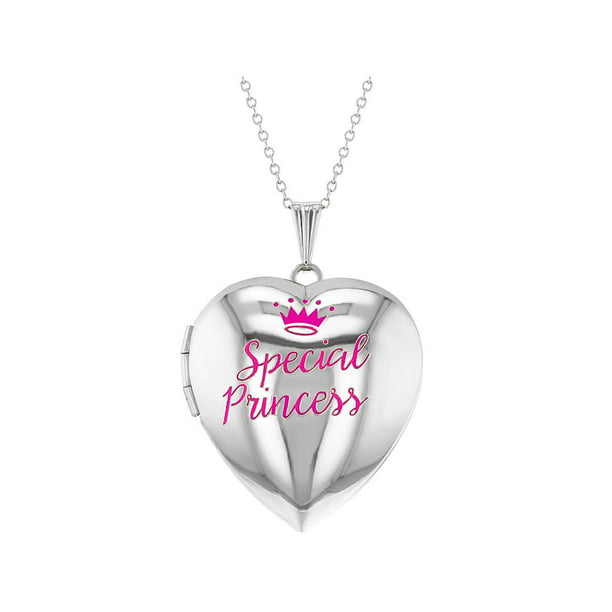 In Season Jewelry Special Princess Pink Crown Photo Heart Locket Necklace Girls Pendant 16 